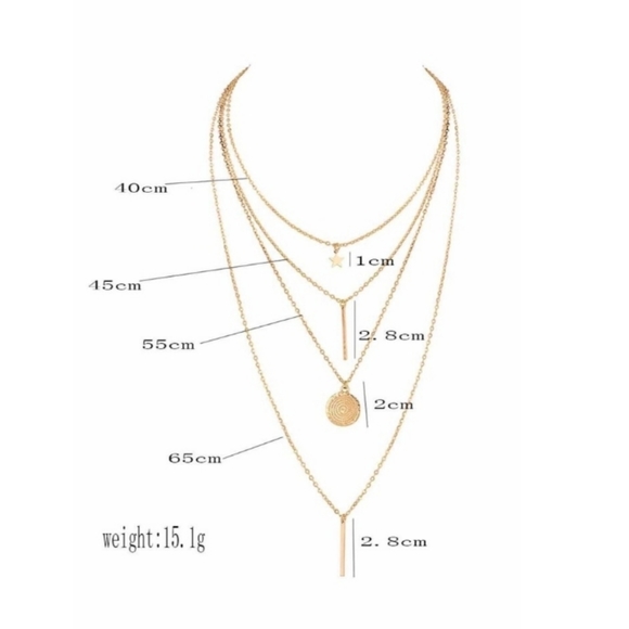 Women’s Fashion Gold Multi- Layered Star Pendant Necklace NEW in Package - Picture 4 of 8